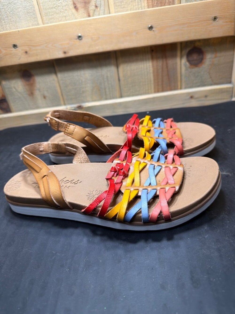 Skechers 119115 Womens Size US 7 Multicolor Woven Strappy Slingback Sandals